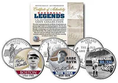 Baseball Legend BABE RUTH State Quarters US 3-Coin Set - Mail-in-Offer **RARE** • $12.95
