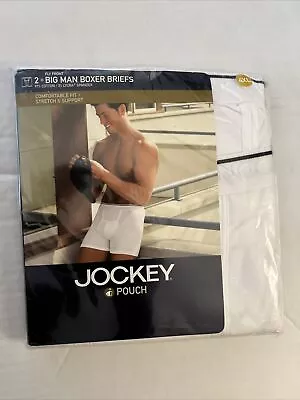 JOCKEY Pouch Big Man Boxer Briefs 2 Pack Fly Front Mens 4XL Classic White • $19.99