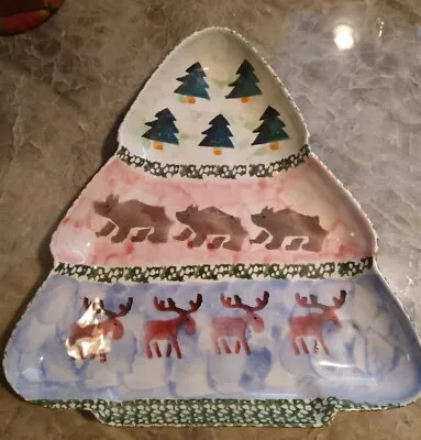 Cabin Fever Large Platter/Tray Zrike~Ciao Italya  Rustic Moose/Bear/Pines • $17.99