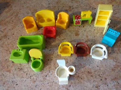 Fisher Price Vintage Little People Bathroom Kitchen Dentist Chair 14 Pieces • $9.99