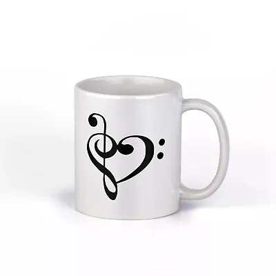 Treble Bass Cleff Heart Of Love Ceramic Coffee Mug | Music Coffee Cup | 11-Ounce • $14.99