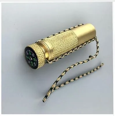 Brass Waterproof Mini Small Survival Match Fire Lighting Container Compass Kit  • $45.67