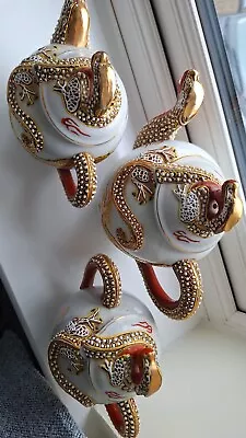 Vintage Japanese Hand Decorated Dragonware China Teapot Set 5 X Cup And Saucers • £50