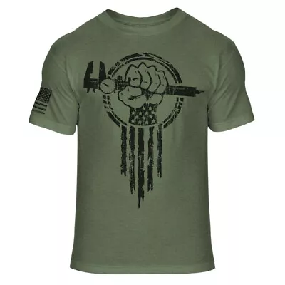 American Patriot Millwright Craftsman Hero Superhero Fist Athletic T-Shirt - A25 • $18.95