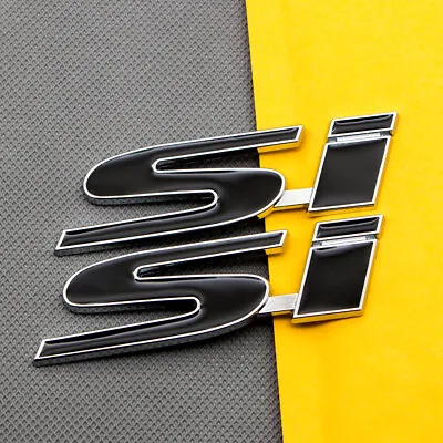 2Pcs Metal Si Emblem Black Chrome Rear Trunk Sport Badge MUGEN Car Sticker Decal • $9.99