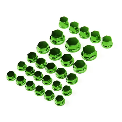 30pcs Motorcycle Green Plastic Hexagon Socket Screw Covers Bolt Nut Cap Cover AR • £7.18