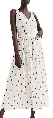 Witchery White Brown Spot Crepe Viscose Maxi Dress - Size 10 • $55