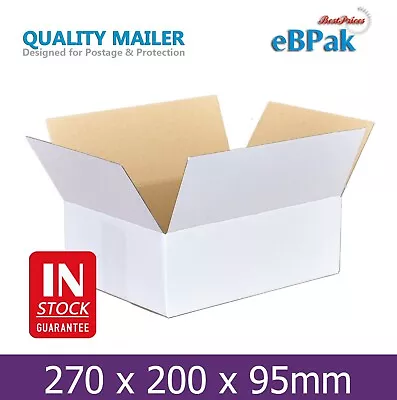 100x Mailing Box 270 X 200 X 95mm Regular White For 3kg Large Satchel B42 • $69.90