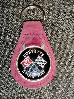 Vtg 1970's Chevrolet Corvette  Sting Ray Leather Car Fob Keychain Key Ring Logo  • $11.99
