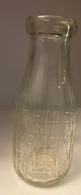 Vintage ROUND HILL DAIRY INC. Ribbed Pint Milk Bottle Bridgeport Connecticut • $11