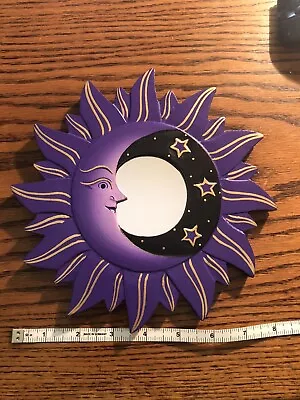 MOON & STARS MIRROR 8” Hand Carved & Painted NEW PURPLE • $7.50