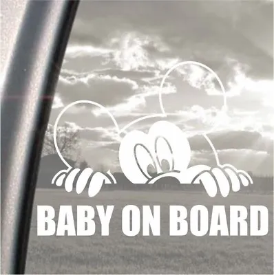 Mickey Mouse Baby On Board Peeking Bumper Car Window Ipad Or Laptop Sticker • £2.49