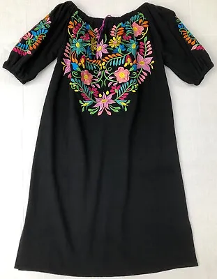Puebla Mexican Hippie Peasant Embroidered Dress Assorted Colors V-2407 • $39.95