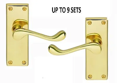 £6.93 • Buy Door Handles Brass Finish Lever Victorian Scroll Interior Up To 9 Sets (IV) D11