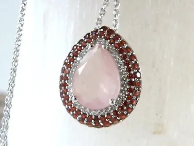 New Sterling Silver 925 Natural Pink Morganite Slide Pendant Necklace • $56.99