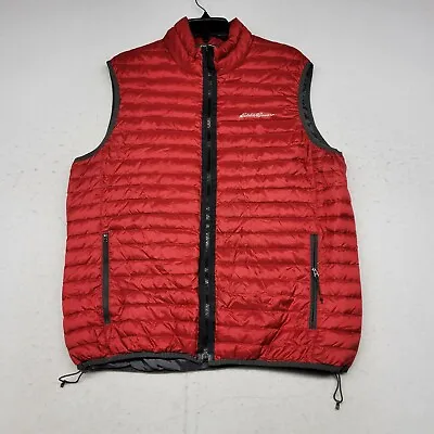 Eddie Bauer Vest Mens Large Red Travex Down Puffer 700 Fill Full Zip Outdoor • $19.99