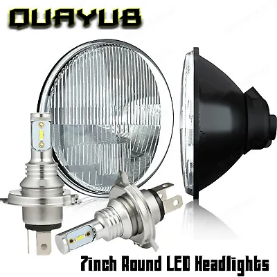 7 Inch LED Glass Headlight Round ORIGINAL CLASSIC LOOK Conversion Chrome Pair • $80.99