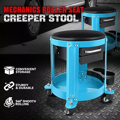 Mechanics Rolling Seat Creeper Garage Stool Work Chair W/ Tool Storage Drawer • $75.99