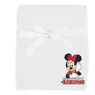 Cute Handmade Personalized Minnie Mouse 49ers Inspired Soft Fleece Baby Blanket • $15.99