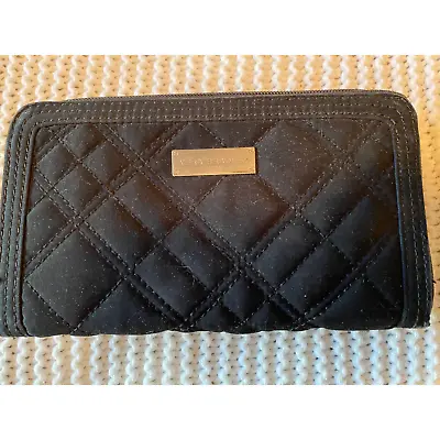 VGUC Vera Bradley Classic Black Zebra Lined Quilted Microfiber Wallet Clutch • $20