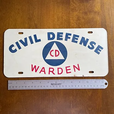 Vintage Civil Defense Warden License Plate Topper • $65