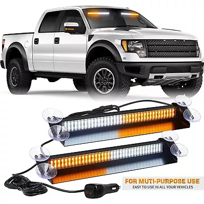 LED Dash Strobe Lights Bar Amber Emergency Windshield Warning Traffic Advisor • $45.79