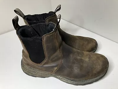 Mens Merrell Forrestbound Chelsea Boot Shoe Size 10 Brown Leather Waterproof • $29