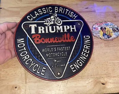 Triumph Motorcycles Sign Plaque Cast Iron Patina Harley Biker Indian Collector • $59.69