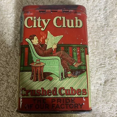 Vintage Advertising Empty City Club  Vertical Pocket  Tobacco Tin • $155