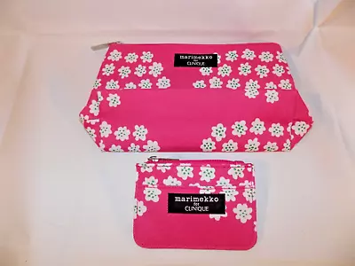 Marimekko For Clinique Makeup Cosmetic Bag And Coin Purse Set Pink Floral • $10.35