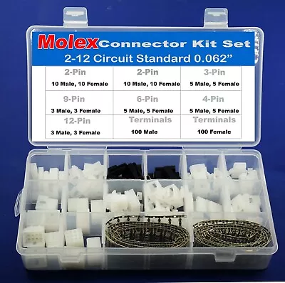 282pcs MOLEX 2-12 Pin Standard .062  5.0A Connector Kit 18-24 AWG • $56.95