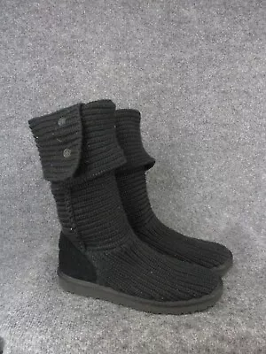 Ugg Classic Cardy Knit Fold Down Boots Womens 9 Black • $31.99