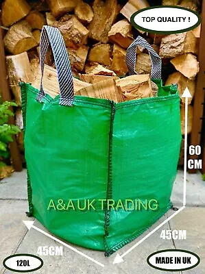 Garden Waste Bag 120L Refuse Heavy Duty Strong Sack Grass Leaves Logs Firewood • £7.99