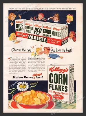 Kellogg's Corn Flakes Cereal Variety Pack 1940s Print Advertisement Ad 1948 • $12.99