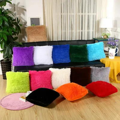 £4.29 • Buy Luxury FLUFFY Cushion Covers Furry Scatter Decorative Soft Pillow Case Plush