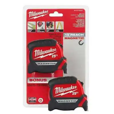 Milwaukee 48-22-0325G Compact Wide Blade Magnetic Tape Measures (2-pk) • $33.99