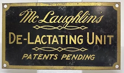 Mc Laughlin’s De-Lactating Unit Dairy Cows Milking Machine Farm Brass Plaque • $100