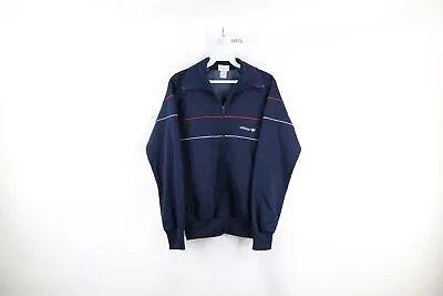 $53.95 • Buy Vintage 80s Adidas Mens Small Run DMC Spell Out Full Zip Track Jacket Navy Blue