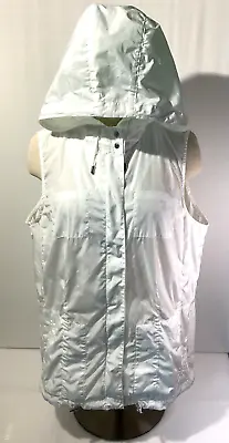 Michael Kors Woman’s Windbreaker Light Vest Size 1X Hooded Color White • $29.77