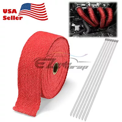 Red Exhaust Pipe Header Insulation Thermal Heat Wrap 2 X50' Motorcycle Car • $18.46