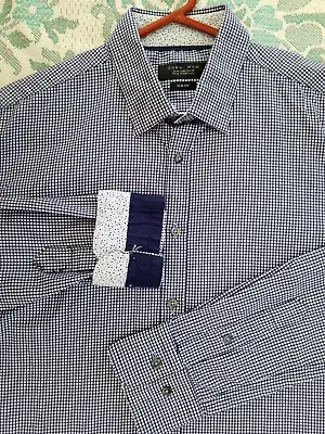 Zara Mens Medium Blue Check Long Sleeve Button Up Shirt • $12.99