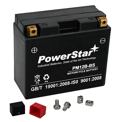 PowerStar Replaces YT12B-BS Battery Yamaha FZ6 YZF-R1 R6 XVS650 V-star SRX600 • $51.53