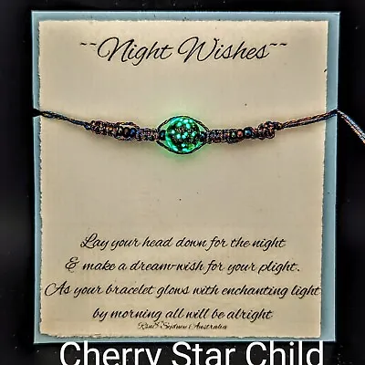 BNIB Glow In The Dark Glass Night Wishes Bracelet Dark Mulberry Glass W Charger • £16.25