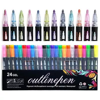 Magic Contour Outline Pen Metallic Markers Highlighter Pen Double Line Pen • £4.29