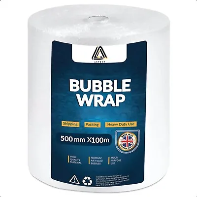 Bubble Wrap 500mm X 100m Small Bubble Wrap Quality Bubble 100 Meters Long Roll • £9.25