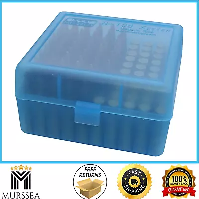 MTM 100 Round Flip-Top Rifle Ammo Box 22-25 308 W 243  Clear Blue • $18.97