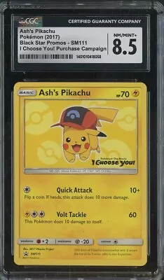 2017 Pokemon Black Star Promo I Choose You! Campaign Ash's Pikachu CGC 8.5 • $0.99