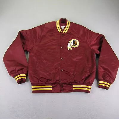 Vintage Washington Redskins Jacket Mens Medium Chalk Line Satin Spellout NFL 90s • $99.97