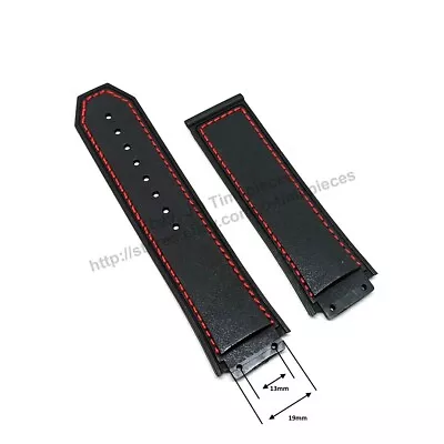$19.88 • Buy 19mm Black Rubber Red Stitch Watch Band Strap Compatible Hublot King Power F1