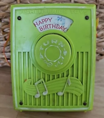 Vintage Fisher-Price Happy Birthday Wind Up Pocket Radio Music Box • $2